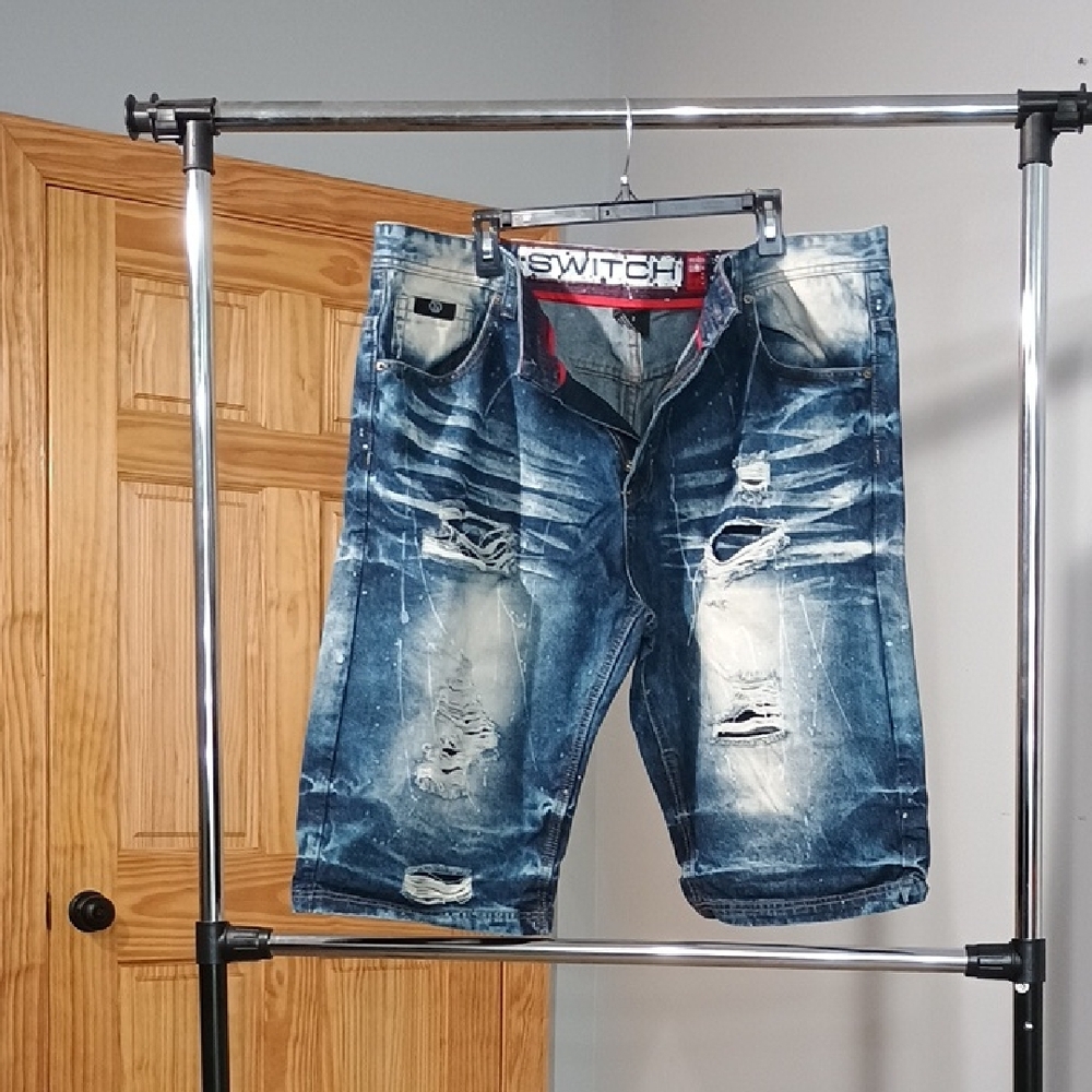 Switch Men's Distressed Blue Denim Shorts